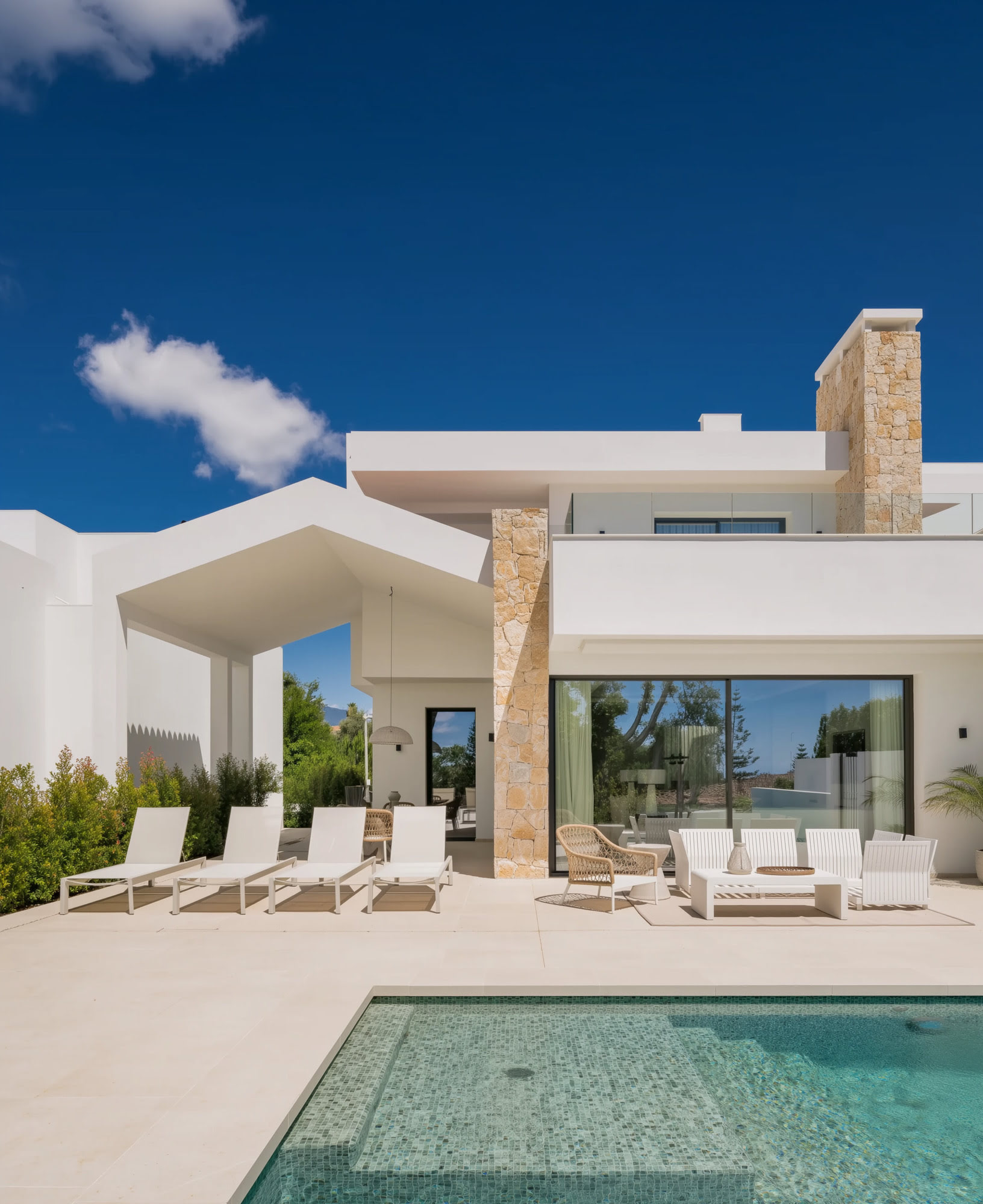 Contemporary Mediterranean villa with open terrace and swimming pool in Marbella