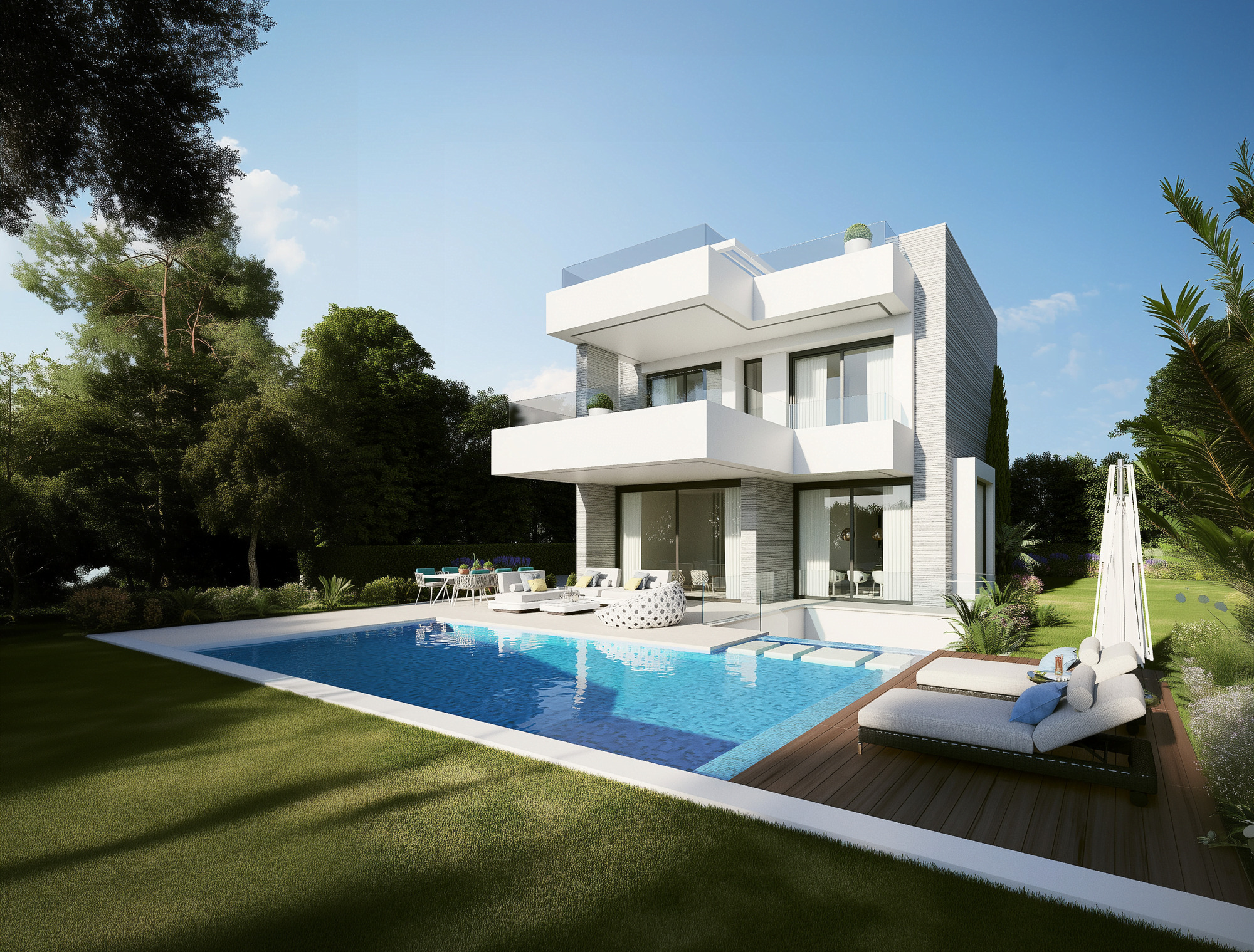 VILLA RÍO VERDE – modern white villa with pool and clean geometric design